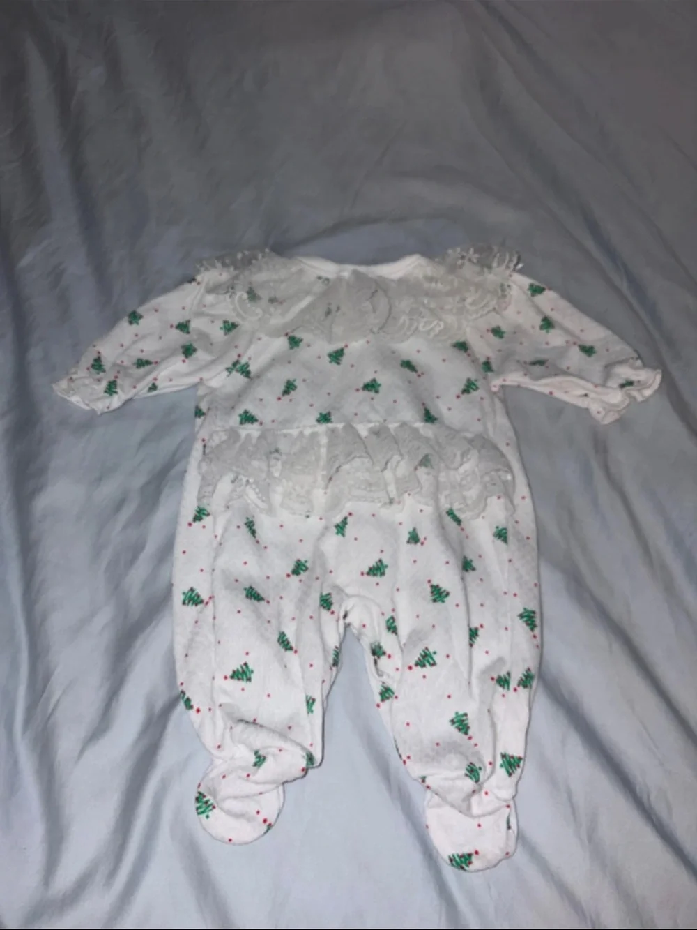 Vintage 1980/1990 BabyGro Christmas Tree Button Up Footie Pajamas